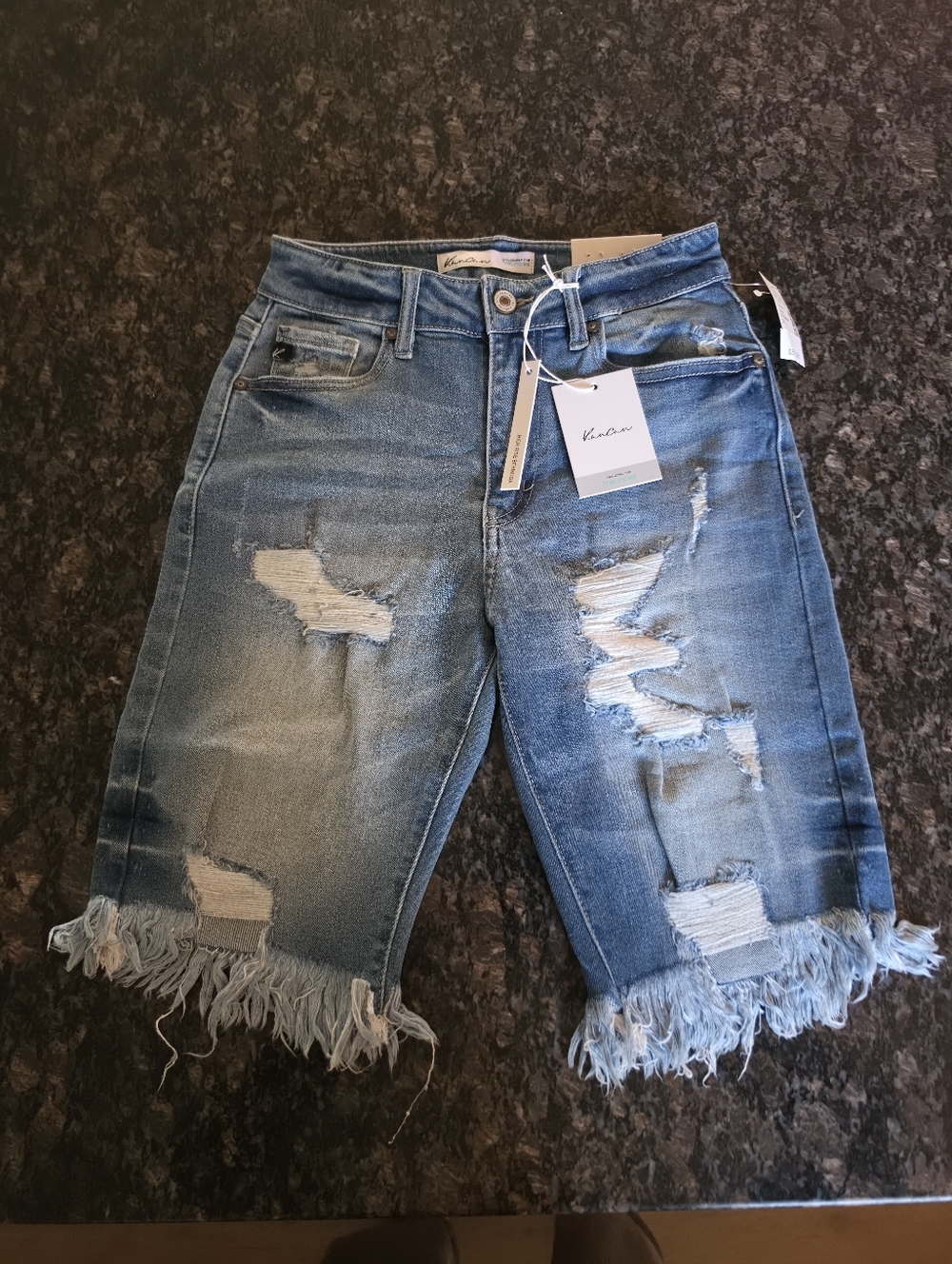 New Womens Sz 25 KanCan High Rise Bermuda Denim Shorts